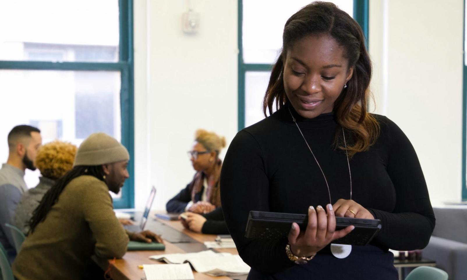 Professional meeting room with presentation setup and documents